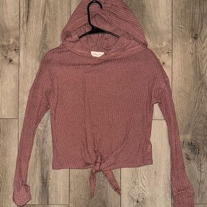 Urban Girl Mauve Hooded Tie-Front Top